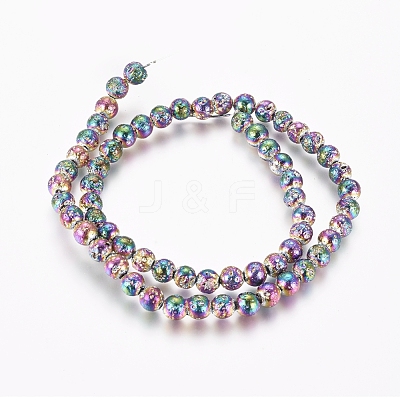 Electroplated Natural Lava Rock Beads Strands X-G-G826-06-4mm-1