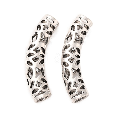 Tibetan Style Alloy Hollow Curved Tube Beads FIND-Z063-34AS-1