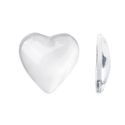 Transparent Glass Heart Cabochons GGLA-R021-20mm-1