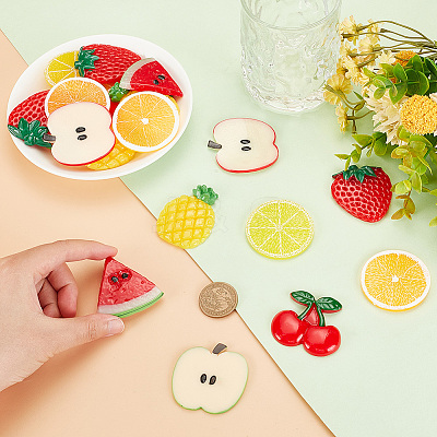 24Pcs 8 Styles Fruit Theme Plastic Cabochons KY-GA0001-25-1
