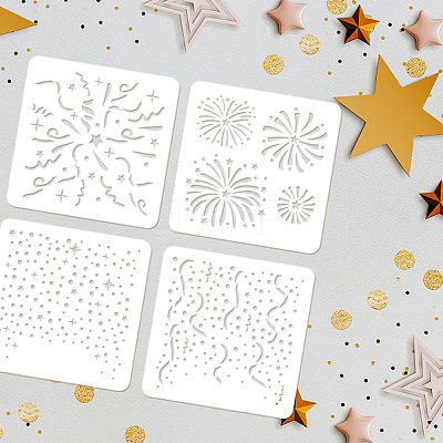 4Pcs 4 Styles PET Hollow Out Drawing Painting Stencils DIY-WH0394-0152-1