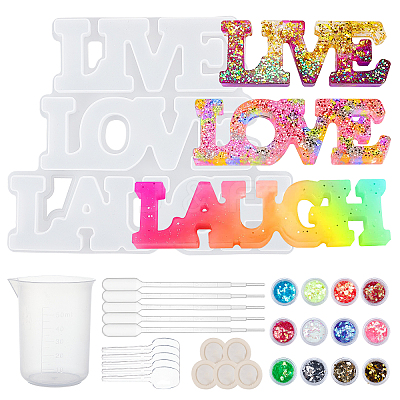 Word Love & Laugh Silicone Molds Kits DIY-OC0003-12-1