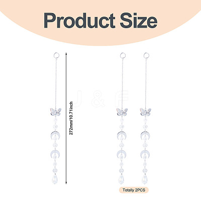 2Pcs Glass Teardrop Window Hanging Suncatchers HJEW-TADJ0019-1