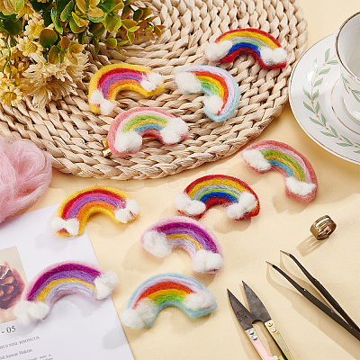 10Pcs 5 Colors Handwork Felt Needle Felting Rainbow Ornaments AJEW-BC0001-98-1