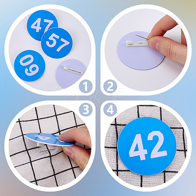 1 Set Round ABS Plastic Number 31~60 Brooches Sets JEWB-OC0001-02C-1