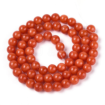 Dyed Natural Mashan Jade Round Beads Strands G-T139-6mm-67C-1