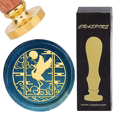 Brass Wax Seal Stamps with Wood Handle AJEW-WH0412-0190-1