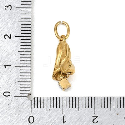 304 Stainless Steel Micro Pave Cubic Zirconia Pendants SA-CBA1D2B-01G-I-1