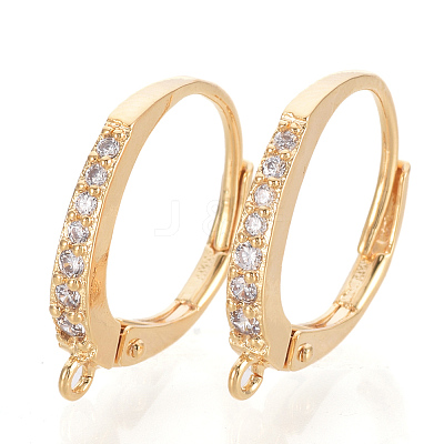 Brass Cubic Zirconia Huggie Hoop Earring Findings X-KK-S340-43G-1