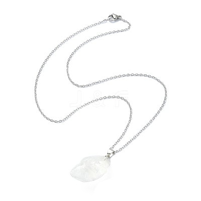 Natural Quartz Nugget Pendant Necklace with 304 Stainless Steel Chains NJEW-JN04385-01-1