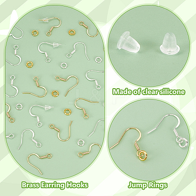 Brass Earring Hooks with Jump Rings & Plastic Ear Nuts DIY-PH0023-18-1