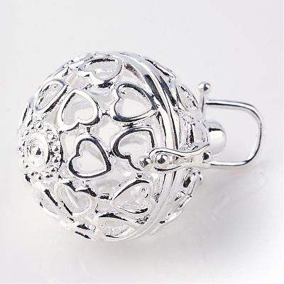 Rack Plating Brass Cage Pendants KK-S751-013S-1