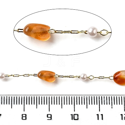 Handmade Natural Carnelian Nuggets Beaded Chains CHC-F020-04G-04-1