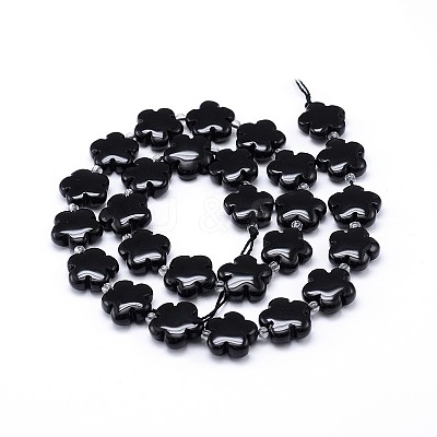 Natural Black Onyx Flower Bead Strands G-M206-10B-1