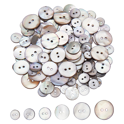 120Pcs 6 Styles Dyed Natural Shell Buttons BUTT-WR0001-42A-1