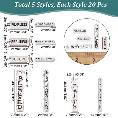 100Pcs 5 Style Alloy Pendants FIND-CA0003-60-1