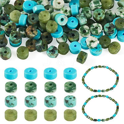 200Pcs 4 Styles Natural Green Spot Jasper & TaiWan Jade & Dyed Howlite & African Turquoise(Jasper) Beads G-TA0003-05B-1