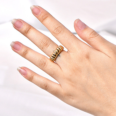 Wave Texture 304 Stainless Steel Finger Rings WGA78FE-03-1