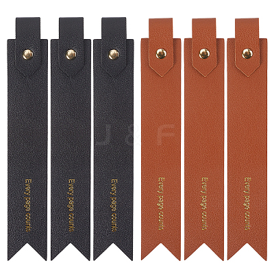6Pcs 2 Colors PU Leather Bookmarks AJEW-SP0002-26-1