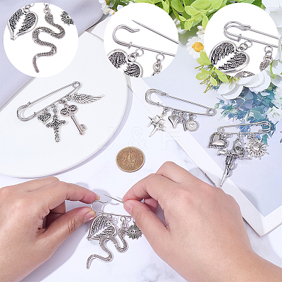 4Pcs 4 Styles 304 Stainless Steel Brooches JEWB-BM0001-02-1