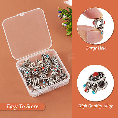 20Pcs 10 Styles Tibetan Style Alloy European Dangle Charms FIND-KS0001-30-1