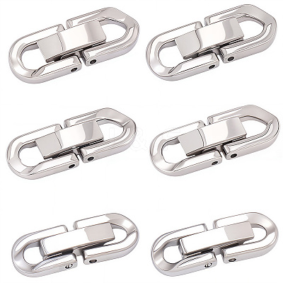 6Pcs 3 Style 304 Stainless Steel Fold Over Clasps STAS-BBC0007-55-1