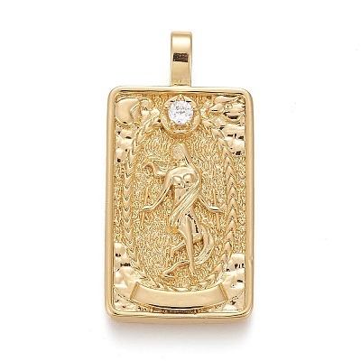 Brass Micro Pave Clear Cubic Zirconia Pendants X-ZIRC-Z004-01M-1