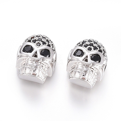 Brass Micro Pave Cubic Zirconia Beads ZIRC-G166-42P-1