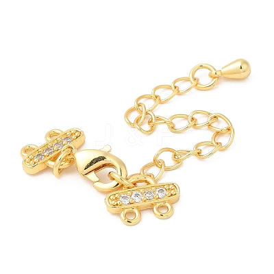 Brass Curb Chain Extenders with Micro Pave Cubic Zirconia X-KK-I705-17G-1