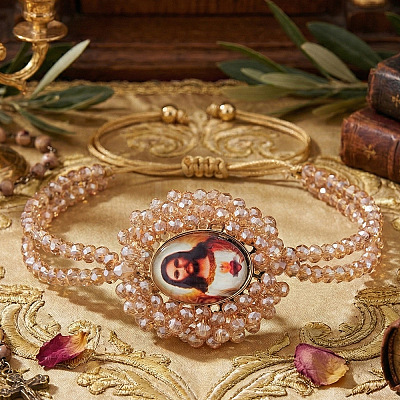 Adjustable Glass Beads Double Layers Braided Bead Bracelets DY5485-1