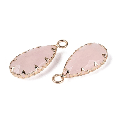 Natural Rose Quartz Faceted Pendants G-Q606-104G-09-1