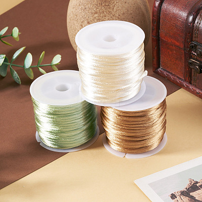 3 Rolls 3 Colors Nylon Satin Rattail Cords NWIR-TA0001-45C-1