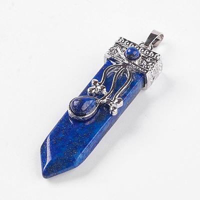 Dyed Natural Lapis Lazuli Big Pendants G-G718-A13-1