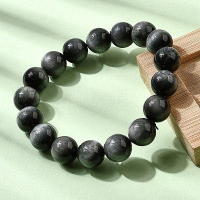 Grade AA Natural Eagle Eye Stone Round Beads Stretch Bracelets for Women BJEW-L712-B01-12mm-1