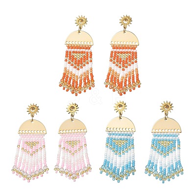 3 Pairs 3 Colors Brass Chandelier Earrings for Women EJEW-MZ00757-1