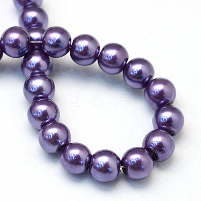 Baking Paint Pearlized Glass Pearl Round Bead Strands X-HY-Q330-8mm-59-1