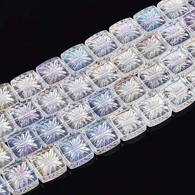 Electroplate Transparent Glass Beads Strands X-EGLA-N017-03A-1