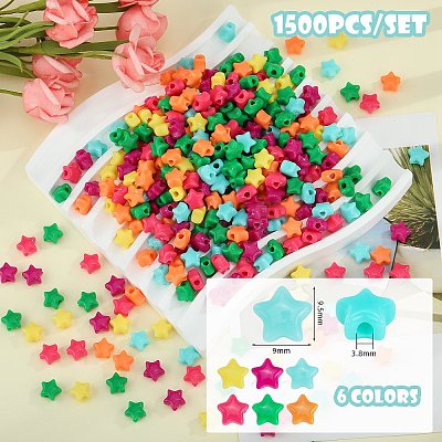 1500Pcs 6 Colors Opaque Acrylic Beads MACR-SZ0001-90B-1