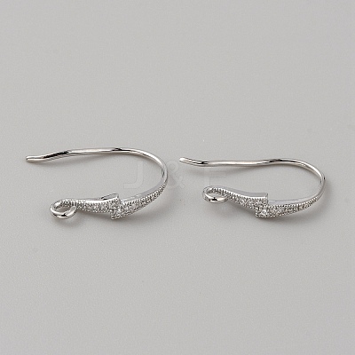 Brass Micro Pave Clear Cubic Zirconia Earring Hooks KK-WH0038-44P-1