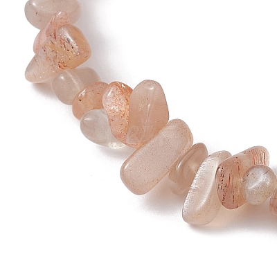 Natural Sunstone Chips Beaded Stretch Bracelets for Women BJEW-JB10046-13-1