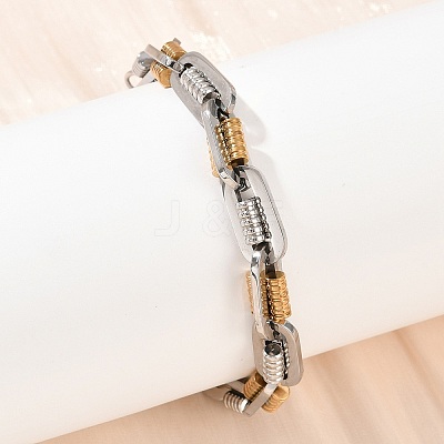 201 Stainless Steel Twisted Chain Bracelets for Women BJEW-B143-12GP-1