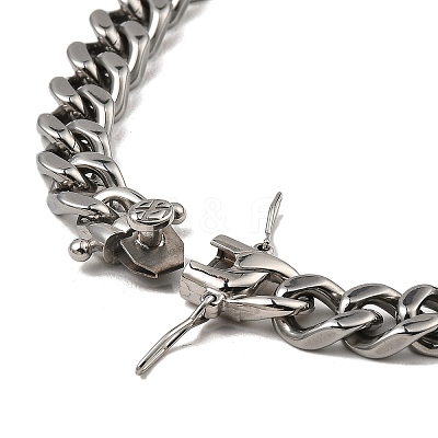 Non-Tarnish 304 Stainless Steel Cuban Link Chain Bracelet Hand Polished NJEW-D050-02E-P-1