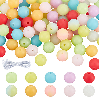 100Pcs 10 Colors Round Luminous Silicone Beads SIL-PH0001-20-1