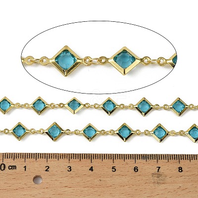 Brass Glass Rhombus Link Chains CHC-R001-05G-05-1