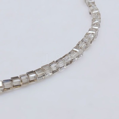 Transparent Cube Shaped Crystal Glass Beads Strands GLAA-F012-A01-1
