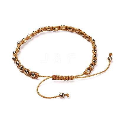 Non-magnetic Synthetic Hematite Braided Beads Bracelets BJEW-JB04312-1