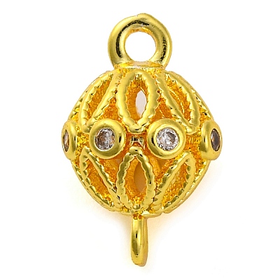 Brass Micro Pave Clear Cubic Zirconia Connector Charms KK-A230-06E-G-1