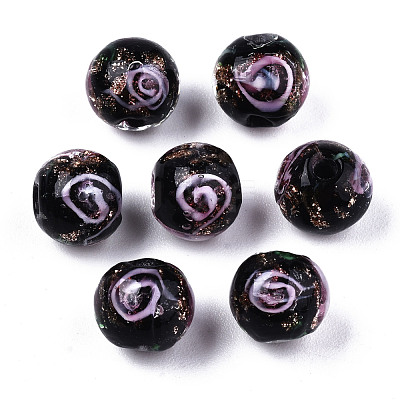 Handmade Gold Sand Lampwork Beads LAMP-S194-001A-1