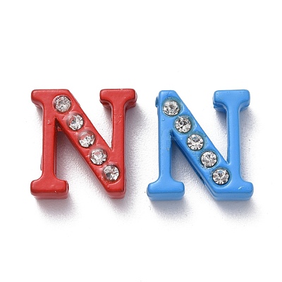 Spray Painted Zinc Alloy Slide Charms ALRI-WH0005-13N-1