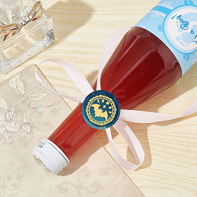 Brass Wax Seal Stamp with Wood Handle AJEW-WH0412-0022-1